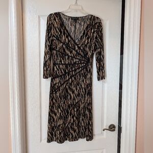 Connected Apparel Black and Brown Long Sleeve Dress
